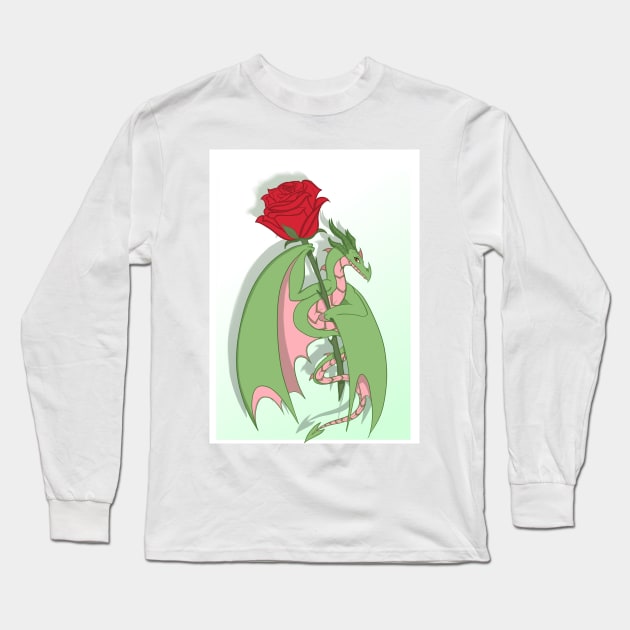 Rose Dragon Long Sleeve T-Shirt by BeksSketches